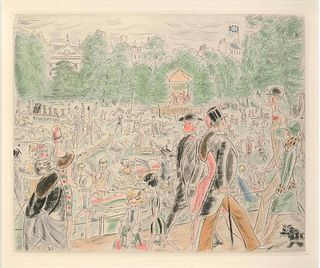 Chas  Laborde<br><br>Illustration, from Rues et Visages de Paris, 1926<br>Hand-colored etching and drypoint, 32 x 40 cm<br>Illustration, from Rues et 