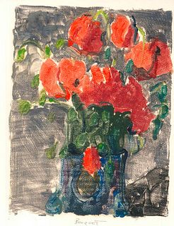 Denise Bonvallet Philippon<br><br>Bouquet<br>Monotype on cream paper, 46,7 x 32,5 cm<br>Bouquet is an original monotype on cream paper, representing a