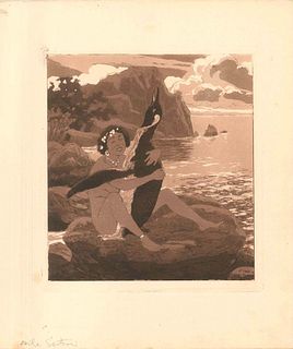 Emil Sartori<br><br>Erotic Scene III - Illustration, 1907<br>Aquatint and etching, 34.4 x 30 cm<br>Original title: Die Pinguine<br>This original etchi