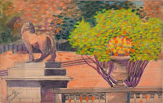 Jane Levy<br><br>At the garden, 1912<br>Pastel on paper, 20,5 x 30 cm<br>Dans le Jardin is an original artwork realized in the middle of the XX centur