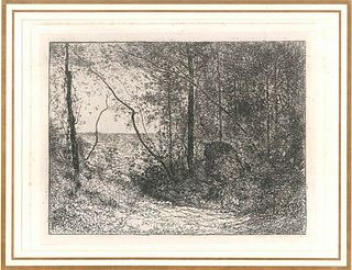 Jean Achard<br><br>In the Wood<br>Etching on paper, 20,5 x 27,5 cm<br>In the Wood is an original artwork realized by Jean Achard in the second half of