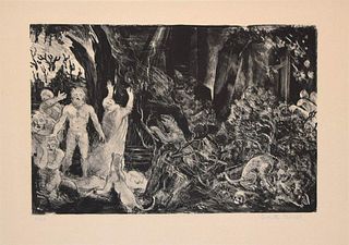 Jean Bersier<br><br>The Prophecy,XX Century <br>Lithograph on paper, 33 x 50 cm<br>The Prophecy is an original artwork realized by Jean Bersier in the