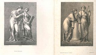 Julien Boilly<br><br>Apollo and the Muses, 1851<br>Two litographs, 34.8 x 49.8 cm<br>Apollon et les Muses are two wonderful lithographs realized in 18