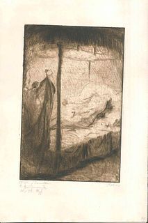 Walter Richard Rehn<br><br>Mein Weg mit dem Weib , 1919<br>Etching and aquatint on cream paper, 36 x 24 cm<br>Signed in pencil on the lower right marg