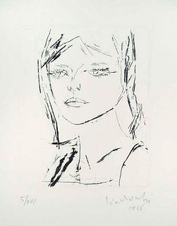 Arnoldo Ciarrocchi<br><br>Anna's Portrait, 1966<br>Etching on paper,  49,5 x 35,2 cm<br>Anna's Portrait is a beautiful etching on paper, realized in 1