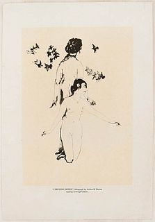 Arthur Bowen Davies<br><br>Circling Doves, 1921<br>Litography, 41 x 27.5 cm<br>Circling Doves is an original lithograph by Arthur Bowen Davies, one of