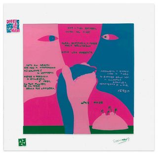 Ennio Pouchard<br><br>A mouth, 1973<br>Color silk-screen print on acetates, 29.9 x 29.9 cm<br>Una Foce is a color silk-screen print on acetates, reali