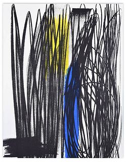 Hans Hartung<br><br>Influence, 1973<br>Print, 31 x 24.2 cm<br>Influence is an original colored print realized by Hans Hartung in 1973.<br><br><br>It c