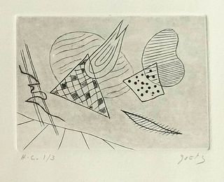 Henry Goetz<br><br>Abstract composition, 1950<br>Etching, 25.4 x 34.6 cm<br>Abstract composition is an original artwork realized by Henry Goetz in the