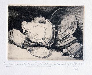 Leonardo Castellani<br><br>Shells, 1943<br>Engraving, 17.2 x 25 cm<br>Shells is a small still life with some shells. It was masterfully engraved by th