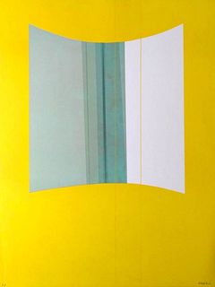 Lorenzo  Indrimi<br><br>Yellow, 1970<br>Litography, 64 x 48 cm<br>Yellow is an original artwork realized by Lorenzo Indrimi in the 1970's. Interesting