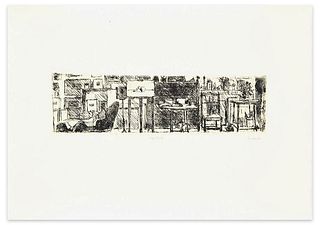 Renzo Biasion<br><br>Artist's Studio, Middle - End of XIX Century<br>Black and white etching on paper, 24.4  x 35 cm<br>Artist's Studio is a beautiful