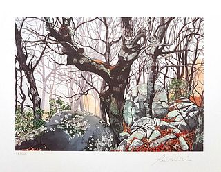 Rolandi<br><br>In The Forest, Late XX Century<br>Print, 49 x 63 cm<br>Hand signed and numbered. Edition of 500 prints.<br>
