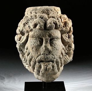 Roman Basalt Head of Serapis Lifesize+