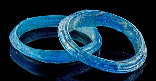 Lot of 2 Roman Glass Bracelets w/ Great Iridescence