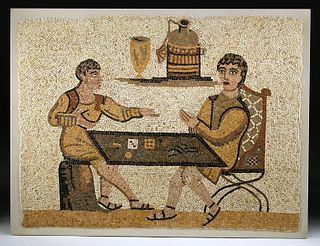 Roman Stone Mosaic - Men Playing Dice Game