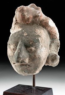 Near Life-Size Maya Stucco Portrait Head of a Dignitary