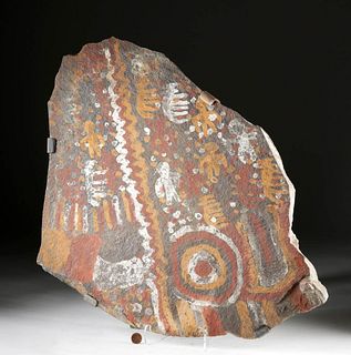 Massive Inca Chucu Painted Stone Plaque Petroglyphs