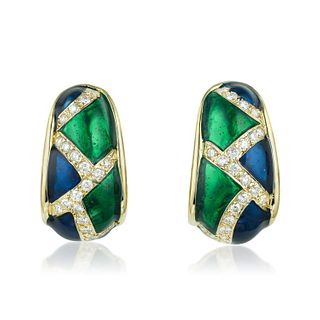 Diamond and Enamel Earrings