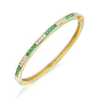 Tiffany & Co. Diamond and Emerald Bangle Bracelet