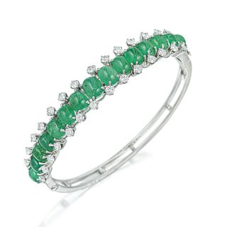 Emerald and Diamond Bangle Bracelet