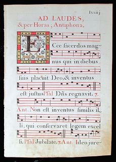 Gregorian Chant, circa 1778 Italy - Courtesy Charles Edwin Puckett, Ohio