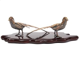 Pair of Tane Mexican Sterling Silver Pheasants