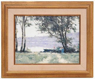 Andre Gisson 'Day at the Lake' Oil on Canvas