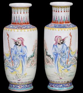 Proper Pair of Chinese Famille Rose Vase