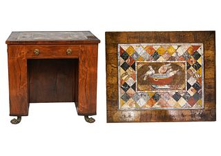 English Rosewood Desk with Pietra Dura Top