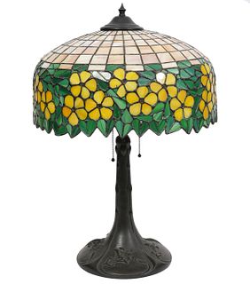 American Glass and Bronze Table Lamp
