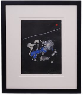 Joan Miro Lithograph on Black Background