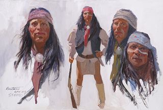 Carl Hantman 'Apache Studies' Oil on canvas