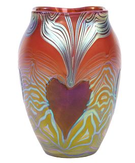 Attbr. Loetz Art Glass Hearts Vase