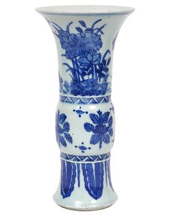 Chinese Blue and White Porcelain Gu Shaped Vase