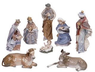 Lladro 8 Pc. Porcelain Nativity Scene
