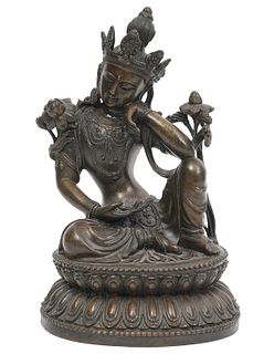 Bronze 'Resting' Buddha on Lotus Pedestal