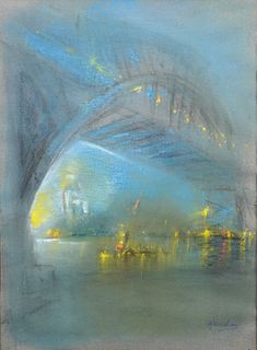 Glenn Henshaw 'New York Harbor' Pastel
