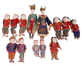 13 Miniature Chinese Dolls in Original Costumes