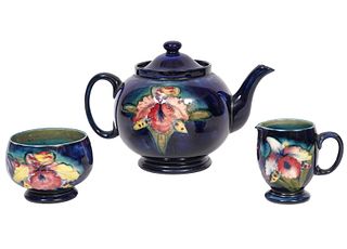 Moorcroft Pottery 'Orchid' 3 Piece Tea Set