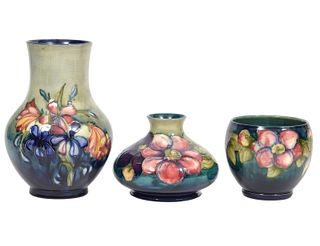 3 Moorcroft Pottery Vases in Floral Patterns