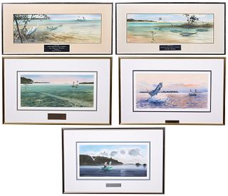 5 Millard Wells Framed Watercolors