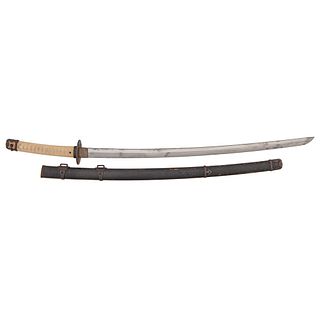 Long Japanese Samurai Sword in Tachi Mounts by Sadamichi 