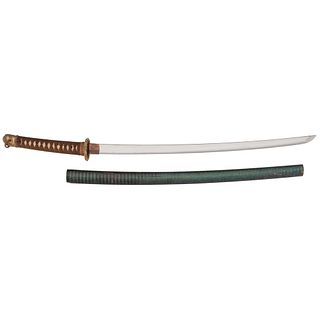 Gendai Japanese Samurai Sword (Katana) Signed Mutsu (no) Kami Kaneyasu in Shin-Gunto Mounts