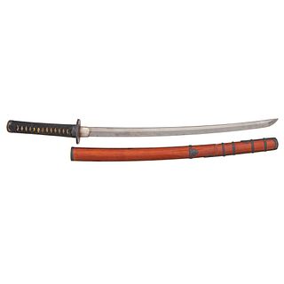 Japanese Samurai Sword (Wakizashi) in Shakudo Mounts
