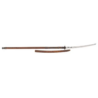 Japanese Samurai Sword (Wakizashi) Mounted as a Naginata
