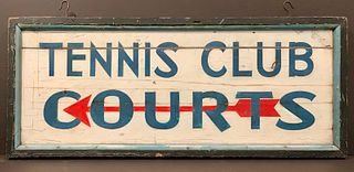 Tennis Club Courts Sign, circa 1930-40 - Courtesy Victor Weinblatt - American Folk Signage, Massachusetts
