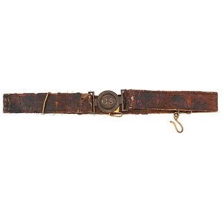 Civil War Confederate Two-Piece "CS" Buckle with Original Leather Belt
