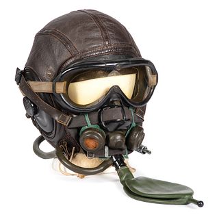 Scarce WWII USAAF AN-H-16 Winter Flying Helmet with A-8-B Mask and Goggles