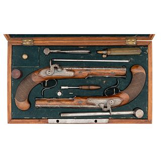 Pair of German Percussion Pistols by Famous Engraver F. Ulrich